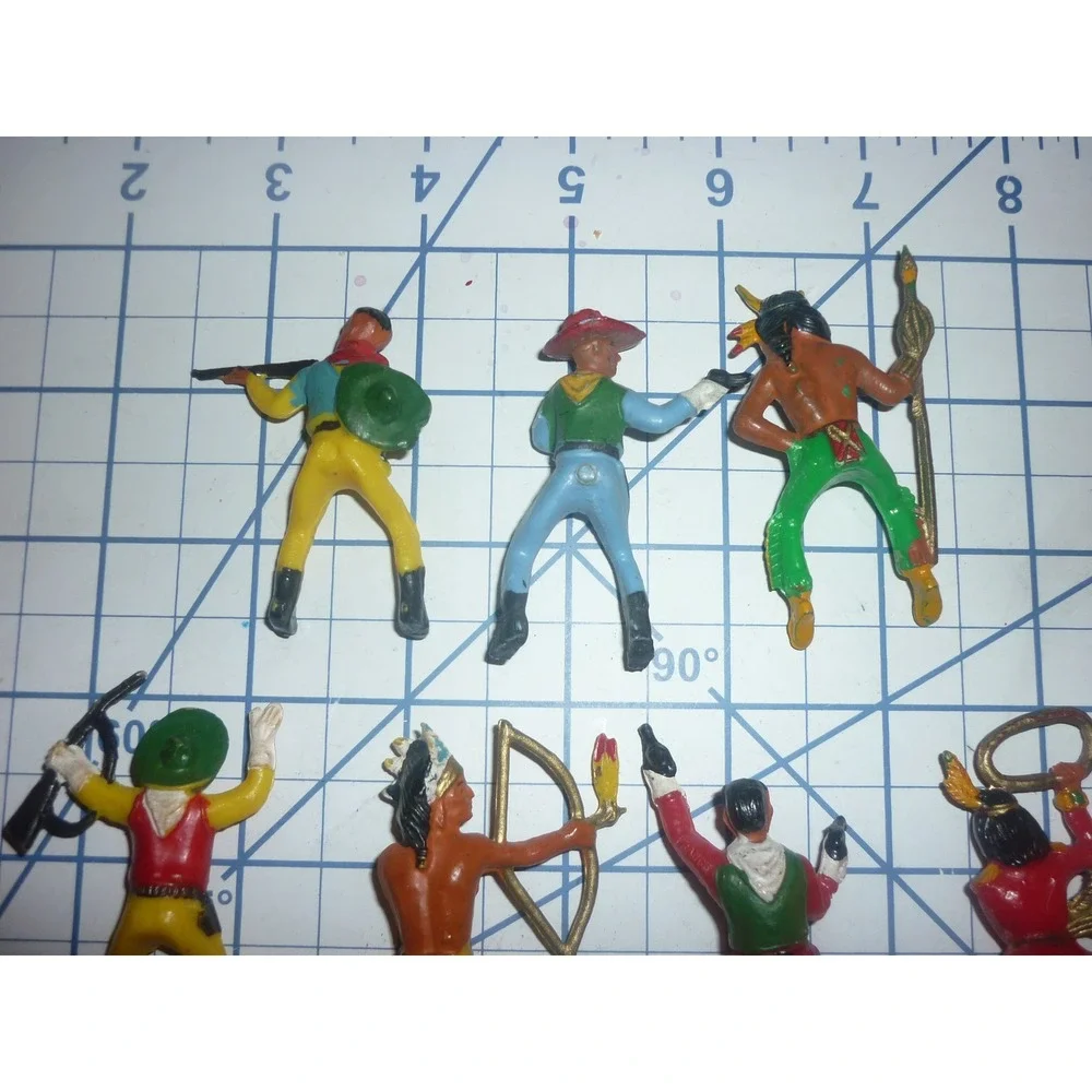 Starlux France Plastic Rider Figures Lot 7 Cowboys Native Americans Vintage 3